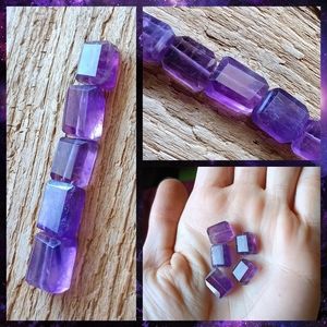 Faceted Amethyst Crystal Stone Beads Natural Jewelry Crafting Purple